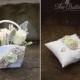 Romantic Flower Girl Basket ,  Ring Bearer Pillow   Champagne and Roses, Flower Girl Basket Vintage CUSTOM COLORS  too Wedding Pillow