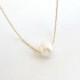 Single freshwater pearl necklace, Gold filled or Sterling silver chain, Simple bridal necklace, Valentines day jewelry