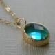 Sea Glass Green Necklace-Gold-Bridesmaid Necklace-Bridal-Wedding-Minimalist-Bridesmaid Gift