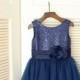 Navy Blue Sequin Tulle Flower Girl Dress Children Toddler Party Dress for Wedding Junior Bridesmaid Dress