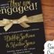 Black and Gold Glitter Ribbon Engagement Party Invitation