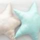 Blue Metallic Linen Star Shaped Pillow - Nursery, Wedding Decor