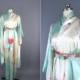 SALE - Vintage Kimono / Silk Kimono Robe / Dressing Gown / Long Robe / Wedding Lingerie / Vintage Furisode / Art Deco / Furisode / Silver Pe