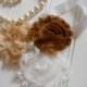 Baby Hair Bow-Brown, Tan and White Frayed flower Shabby Chic for Baptism, Weddings