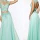 Elegant Two Pieces Evening Dresses Crystal High Neck Beads Mint Chiffon Backless Formal Pageant Long Prom Party Ball Gowns Custom Online with $119.27/Piece on Hjklp88's Store 