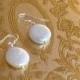 Coin Pearl Earrings - Sterling or Gold Filled - Bridesmaid Earrings - Bridesmaids Sets, Bridal, Wedding Jewelry, Pearl Earrings