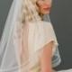 1" & 1/5" Horsehair Veil, Bridal Veil, Organza Veil, Organza Ribbon Edge Wedding Veil, Ivory Veil, Chapel Veil, Fingertip Veil # 1562