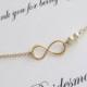 Infinity Gold Bracelet, Bridesmaid Gift/Thank you card, bridal party gift/bridesmaid Jewelry/Infinity Bracelet with pearl/Maid of Honor gift