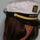 Personalized CAPTAIN'S Hat w/ VEIL perfect for Nautical Bridal Shower, Rehearsal Dinner or Destination Wedding - Style #200-V