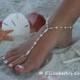 Barefoot Sandal - Simply Elegant  White Pearls Silver Beads, Beach Wedding Shoes, Destination Wedding, Beach Wedding Sandals, Bridal Shoes