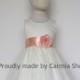 Flower Girl Dresses - IVORY with Petal Peach Light (FRBP) - Easter Wedding Communion Bridesmaid - Toddler Baby Infant Girl Dresses