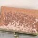 Rose gold sequin clutch, sequin evening clutch, copper sequin purse, rose gold bridesmaid clutch, great gatsby bag, 1920s wedding, formal