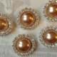 5 pcs - 20mm Silver Metal COPPER Pearl (no.4) Crystal Rhinestone Buttons Embellishments w/ shank - wedding / hair / Flower Center