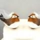 Chipper Chickadee Love Bird Cake Topper in Golden Brown: Bride and Bride Gay & Lesbian Wedding Cake Topper