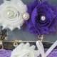 SALE Wedding Garter / Lace Garter / lavender-purple & Ivory / Bridal Garter Set / Toss Garter / Vintage Inspired/Bridal garter