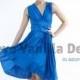 Bridesmaid Dress Infinity Dress Straight Hem Azure Blue Knee Length Wrap Convertible Dress Wedding Dress