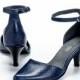 Blue High Heel Leather Shoes / Bride Shoes / Elegant Women Ankle strap Shoes / Bridesmaid Heel Shoes / Prom Shoes / Evening Shoes -Yarin