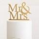 Mr and Mrs wedding cake topper by Oxee, metallic gold and silver personalized cake toppers