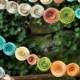 Orange, Coral, Teal & Recycled Book Page Paper Flower Garland - Set Of 4