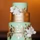 Mint-and-Gold Cake With Leaf Details