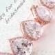 Rose Gold Luxe Cubic Zirconia Teardrop Ear Stud, Wedding Bridal Earrings, Bridal Bridesmaid Gifts, Ear Post Stud, Pink Gold Weddings, Jarita