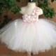Flower Girl Dress, Tutu Dress, Blush Pink tutu dress, Hydrangea Flower tutu dress w/ONE STRAP
