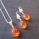 Crystal Bridesmaid Jewelry/ Tangerine Swarovski Crystal Jewelry Set/Bridesmaid Gift /Crystal Earrings/ Custom Bridal Jewelry/ Orange Crystal