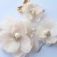 Ivory chiffon flower pin set - bridal headpiece - wedding headpiece - wedding hair flowers - flowergirl hair accessories - bridal bobby pins