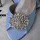 Wedding Shoes Blue Bridal Shoes Crystal Bling Brooch -100 Additional Colors To Pick From