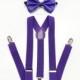 men's bow tie and suspenders - royal purple bowtie and suspenders set - purple wedding, purple dress bow tie, mens suspenders, bowtie set