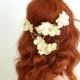 Bridal crown, ivory floral headpiece, woodland circlet, wedding hair accessory - Diana