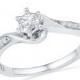 Diamond Fashion  Engagement Ring in White Gold or Sterling Silver, Solitaire Diamond Ring