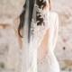 Wedding Veil Beaded Ivory Lace Mantilla Bridal Veil Hip Length - Style 312