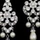 Chandelier Bridal Earrings Statement Wedding Earrings Swarovski Rhinestone Crystal Pearl Teardrop Vintage Wedding Jewelry CELESTE