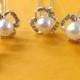 Set of 6 faux pair pearl rhinestone hair pin use for wedding bouquet  , flower embellishment , wedding favor, bridal hair pin 13mm
