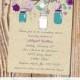 Gray Purple Plum Eggplant Teal Turquoise Rustic Vintage Elegant Kraft Floral Mason Jars Bridal Wedding Baby Shower Gender Reveal Invitation