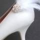ON SALE Marabou Feathered Bridal Shoe Clips.. Elegant Rhinestones