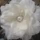 Ivory(White) Bridal Flower Hair Clip Wedding Accessory Crystals Feathers Pearl
