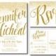 Gold Wedding Invitation - Gold Sparkles - Printable Wedding Invitation - Rsvp Postcard - Wedding Rsvp - RSVP Card - Printable File