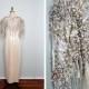Oscar de la Renta Beaded Gown / Iridescent Ivory Embellished Dress / Silver Fringe Beaded Wedding Gown 38 40