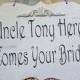 Wedding Sign Uncle Here Comes Your Bride Wood White Shabby Chic Custom Ring Bearer Aisle Photo Prop