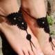 Black  Barefoot Sandals, Beach Shoes, Wedding Accessories, Nude Shoes, Yoga socks, Foot Jewelry, For Women