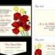 Red Poppie & Yellow Billy Button Wedding Invitations Pocketfolder Style