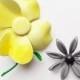 2 Vintage Pins Brooches Enamel Flowers Yellow Gray Accessories Jewelry For Her