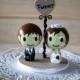 Customise Wedding Cake Topper with Heart Message - zombie. monster, creature, halloween