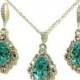 Something Blue Turquoise Bridal Jewelry Set, December Birthstone Teardrop Earrings, Swarovski Crystal Necklace, BIJOUX