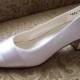Bridal Crepe low heel pumps with satin sash, perfect mother grandmother outdoor wedding shoe  Garden heel Formal pump  Evening Prom