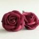 50mm Burgundy Paper Roses (2pcs) - Large red mulberry paper flowers with wire stems - Great for wedding decoration and bouquet [104]