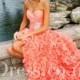 Cascading Coral High-low Strapless Sweetheart Ruffled Formal Dress