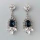 Wedding Earrings - , Gatsby Earrings, Sapphire Earrings, Vintage Style, Swarovski Crystals, Art Deco Style, Bridal Earrings - ROSAMUND
